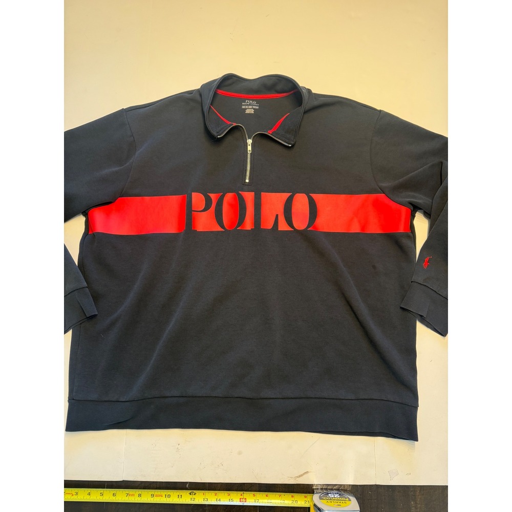 Polo Ralph Lauren Mens 3XB Black Red Stripe Quarter Zip Pullover 711828115002